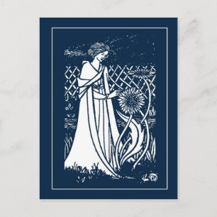 Beardsley Lady & Sunflowers Post Card