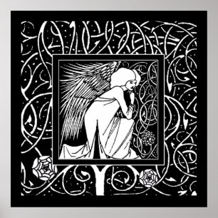 Beardsley Nouveau Angel Poster Print