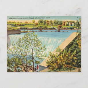 Beardsley Park Water Falls, Bridgeport Connecticut Postcard