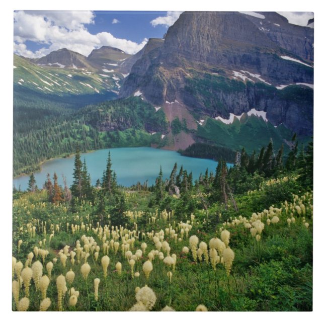 Beargrass above Grinnell Lake in the Many Ceramic Tile (Front)
