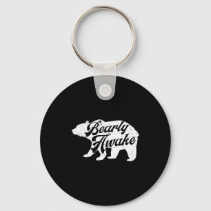 Bearly Awake Bear. Funny Bear Christmas Pajamas Gi Key Ring