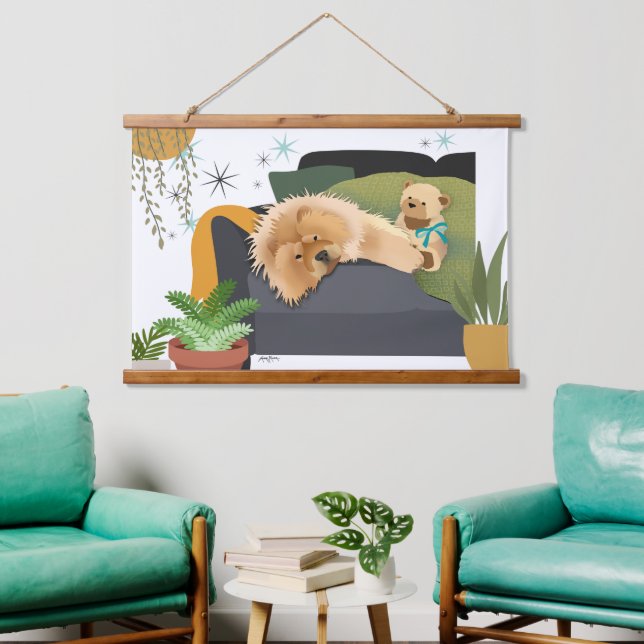 BEARLY AWAKE - CHOW wood topped tapestry (Living Room)