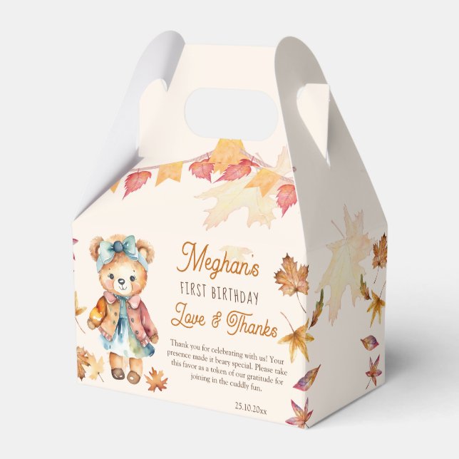 Bearly believe it teddy bear fall birthday party  favour box (Front Side)