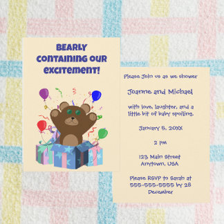 Bearly Containing Our Excitement Editable Design Invitation