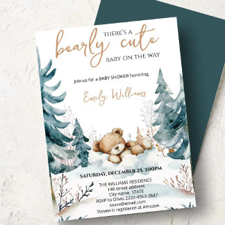 Bearly Cute Baby Shower Invitation | Woodland Bear