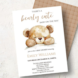 Bearly Cute Baby Shower | Neutral minimalist  Invitation