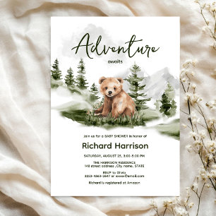 Bearly cute forest bear baby shower invitation