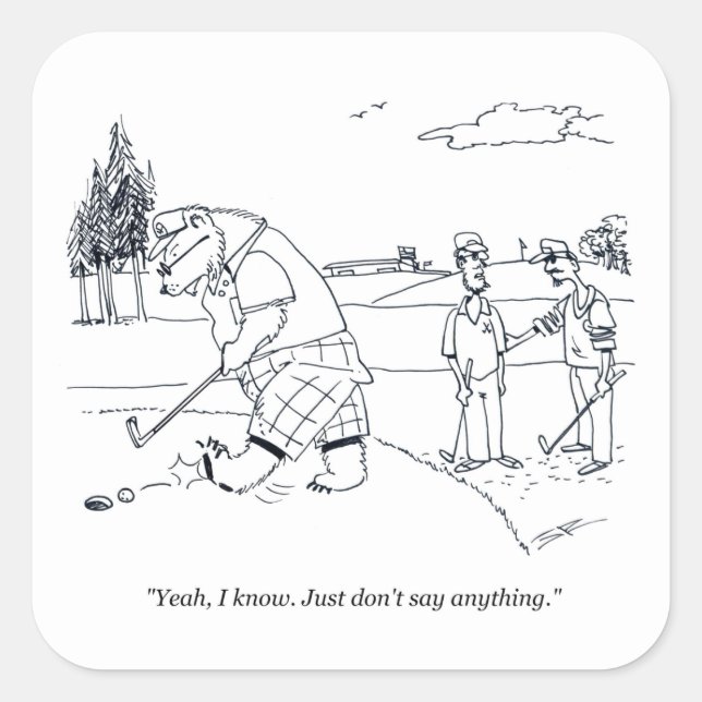 Bearly Golf large square stickers (Front)