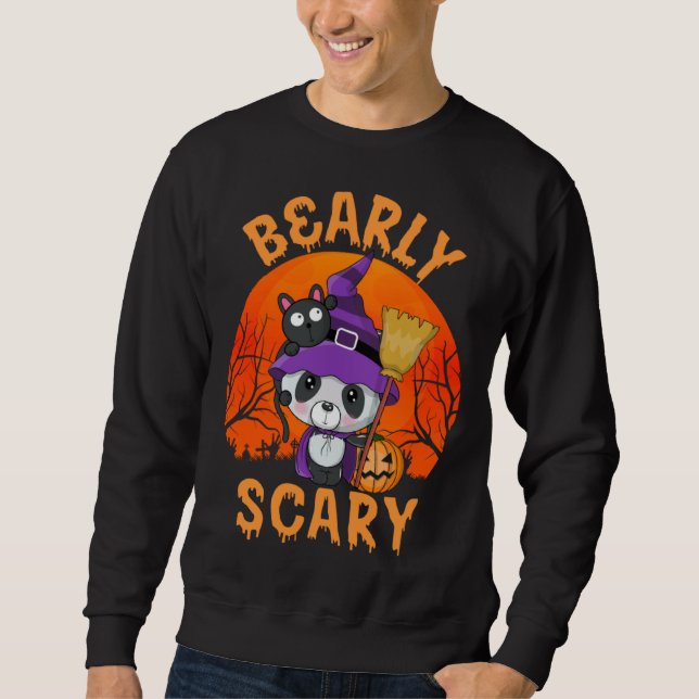 Bearly Scary Cute Halloween Costume Panda Witch Bl Sweatshirt (Front)