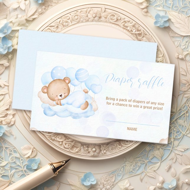Bearly Wait Baby Boy Shower Diaper Raffle Card (Bearly Wait Baby Boy Shower Diaper Raffle Card)