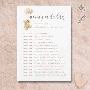 Bearly Wait Baby Shower Guess Who Said It Card