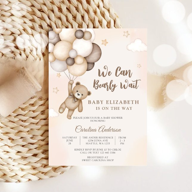 Bearly Wait Baby Shower Invitation (Creator Uploaded)