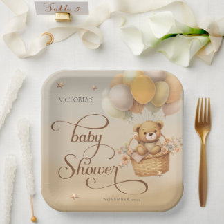 Bearly wait baby shower  paper plate