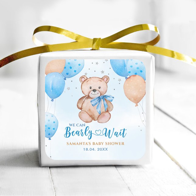 Bearly Wait baby shower Square Sticker (Creator Uploaded)
