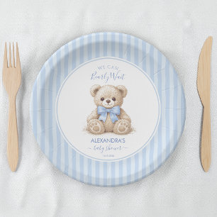 Bearly Wait Baby Shower Teddy Bear & Blue Stripes  Paper Plate