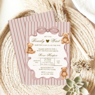 Bearly Wait Baby Shower Teddy Bear Classic Cute Invitation