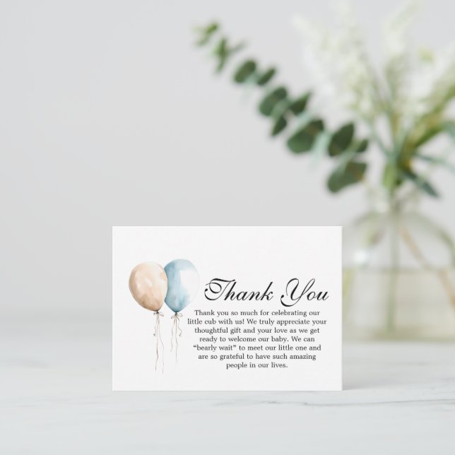 Bearly Wait Baby Shower Thank You Card (Standing Front)