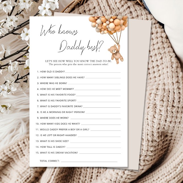 Bearly Wait Baby Shower Who Knows Daddy Best (Creator Uploaded)