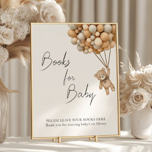 Bearly Wait Balloon Baby Shower Books for Baby Poster