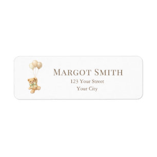 Bearly Wait Balloons Baby Shower Return Address Label