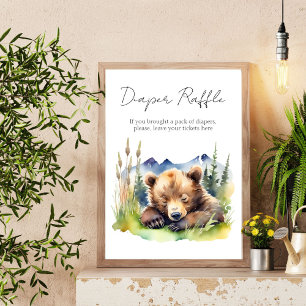 Bearly wait bear baby shower diaper raffle sign