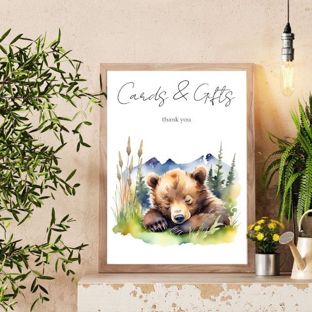 Bearly wait bear baby shower table sign (Bearly wait bear baby shower table sign cards and gifts cute baby bear cub table sign)