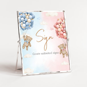 Bearly Wait Bear Balloon Gender Reveal Sign