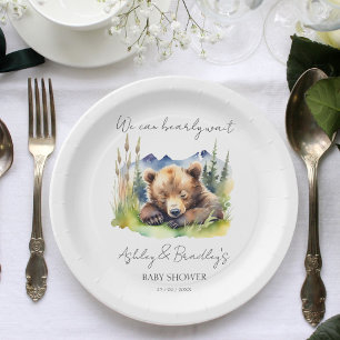 Bearly wait bear cub adventure awaits baby shower paper plate