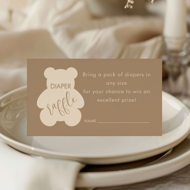 Bearly Wait Beige Baby Shower Diaper Raffle Ticket Enclosure Card (Creator Uploaded)
