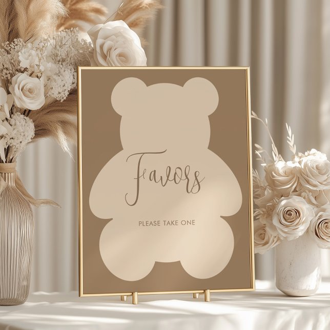Bearly Wait Beige Baby Shower Favors Poster (Creator Uploaded)