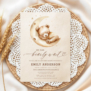 Bearly Wait Beige Gender Neutral Baby Shower Invitation