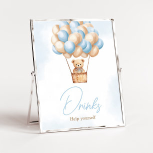 Bearly Wait Blue Hot Air Balloon Baby Drinks Poster