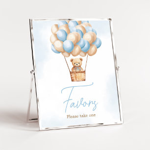 Bearly Wait Blue Hot Air Balloon Baby Favours Poster