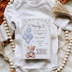 Bearly Wait Blue Vintage Baby Boy Shower  Invitation