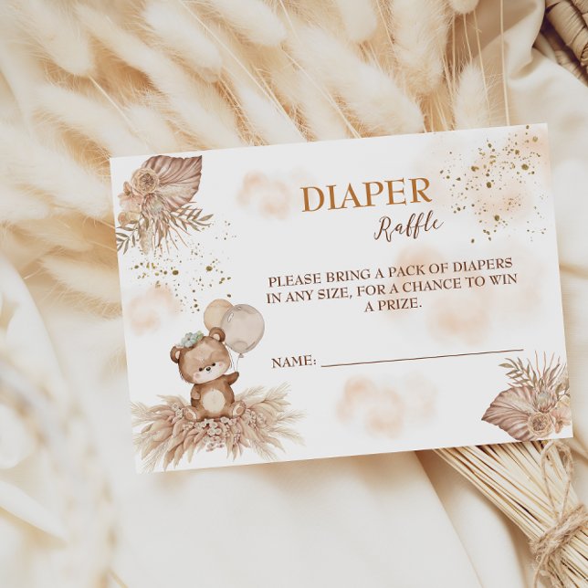 Bearly Wait Boho Bear balloons Diaper Raffle Enclosure Card (Creator Uploaded)