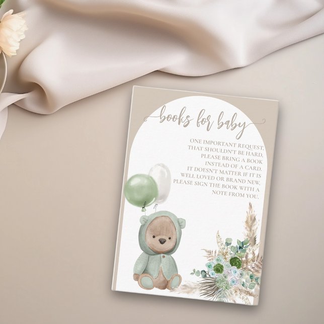 Bearly Wait Boho Green Bear Books  Enclosure Card (Creator Uploaded)