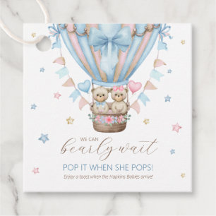 Bearly Wait Boy Girl Twins Pop It When She Pops Favour Tags
