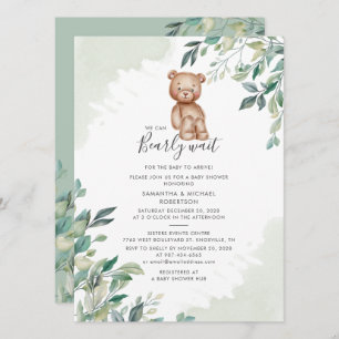 Bearly Wait Couples Baby Shower Eucalyptus Foliage Invitation