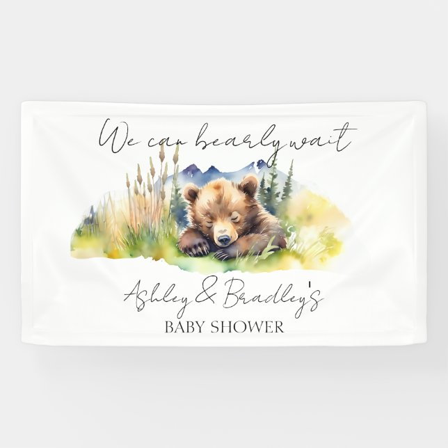 Bearly wait cute bear cub baby shower banner (Horizontal)