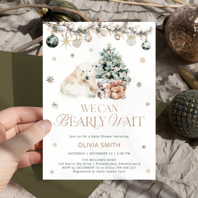 Bearly Wait Cute Polar Bear Winter Baby Shower Invitation (Creator Uploaded)