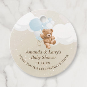 Bearly Wait Dusty Blue Teddy Bear Favour Tags
