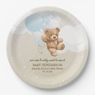 Bearly Wait Dusty Blue Teddy Bear Napkins Paper Plate