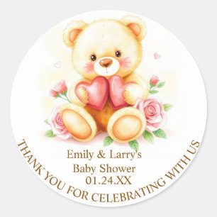Bearly Wait Dusty red Heart Teddy Bear Classic Round Sticker