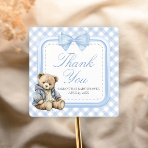 Bearly Wait Elegant Bear Baby Shower Square Sticker
