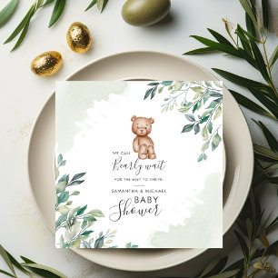 Bearly Wait Eucalyptus Leaves Couples Baby Shower Napkin