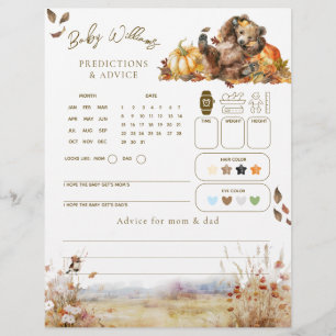 Bearly Wait Fall Woodland Baby Shower Game