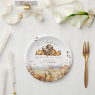Bearly Wait Fall Woodland Watercolour Baby Shower Paper Plate