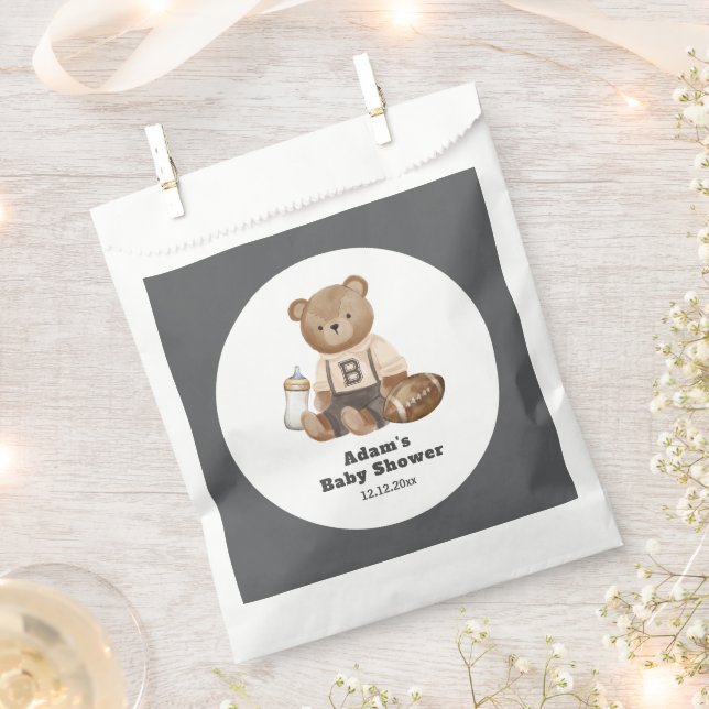 Bearly Wait Football Sport Boy Baby Shower  Favour Bag (Clipped)