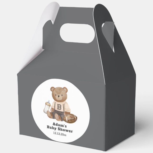 Bearly Wait Football Sport Boy Baby Shower  Favour Box (Front)