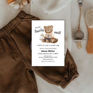 Bearly Wait Football Sport Boy Baby Shower  Invitation